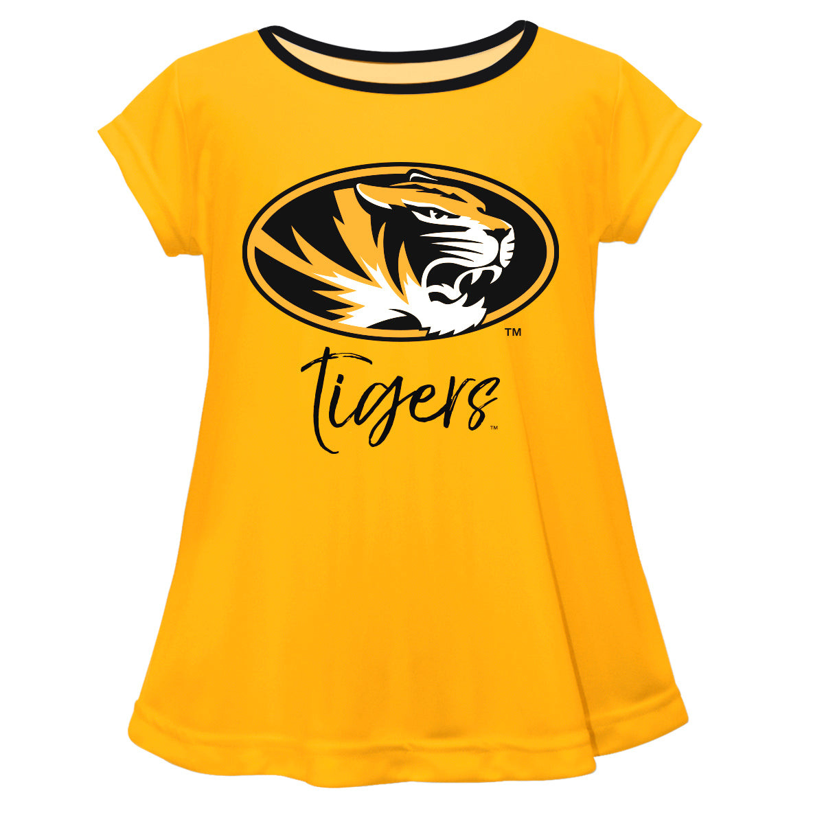 Missouri Tigers MU Girls Game Day Short Sleeve Gold Laurie Top by Vive La Fete