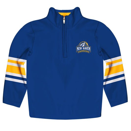 University of New Haven Chargers Game Day Blue Quarter Zip Pullover for Infants Toddlers by Vive La Fete