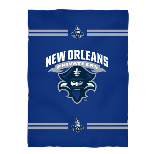 New Orleans Privateers UNO Game Day Soft Premium Fleece Blue Throw Blanket 40 x 58 Logo and Stripes