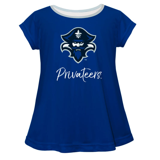 New Orleans Privateers UNO Girls Game Day Short Sleeve Blue Laurie Top by Vive La Fete