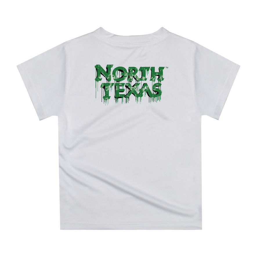 North Texas Mean Green Original Dripping Football White T-Shirt by Vive La Fete
