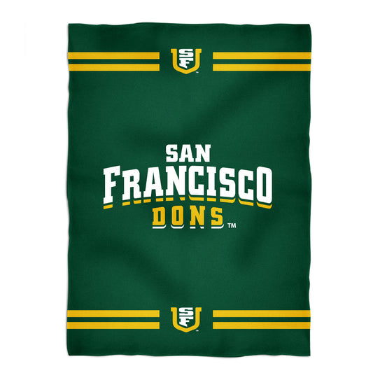 San Francisco Dons USF Game Day Soft Premium Fleece Green Throw Blanket 40 x 58 Logo and Stripes