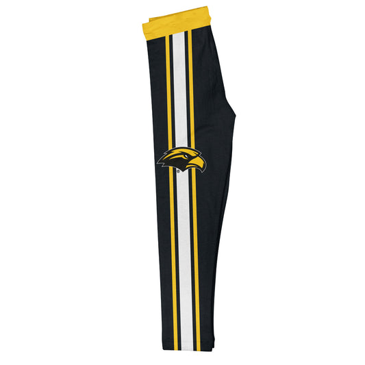 Southern Mississippi Gold Waist White And Gold Stripes Black Leggings