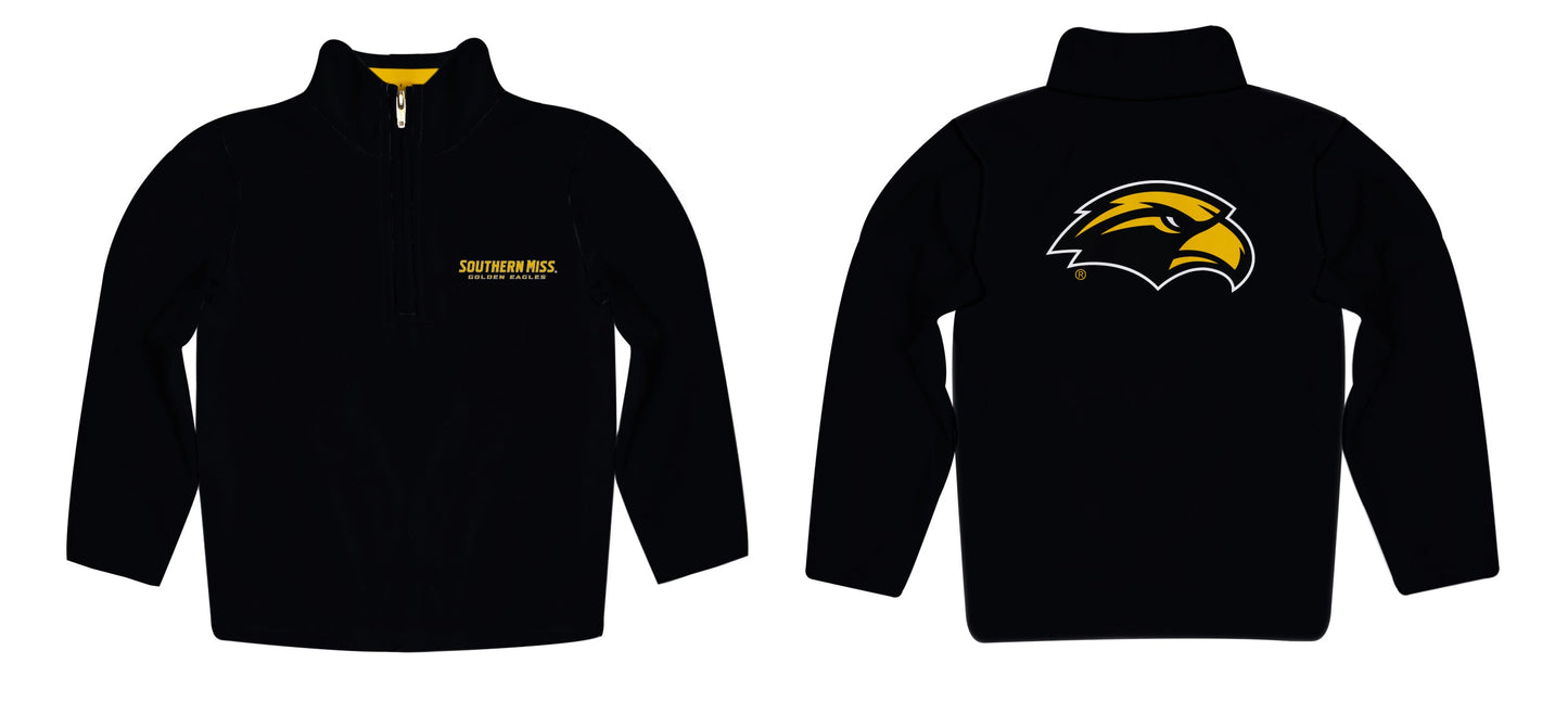 Southern Miss Golden Eagles Game Day Solid Black Quarter Zip Pullover for Infants Toddlers by Vive La Fete