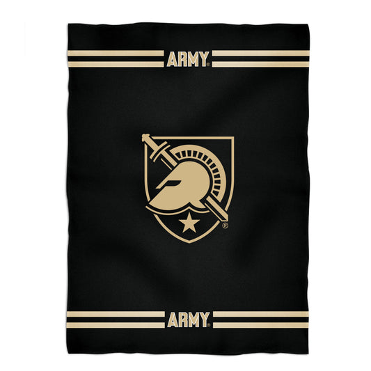 US Military ARMY Cadets Game Day Soft Premium Fleece Black Throw Blanket 40 x 58 Logo and Stripes