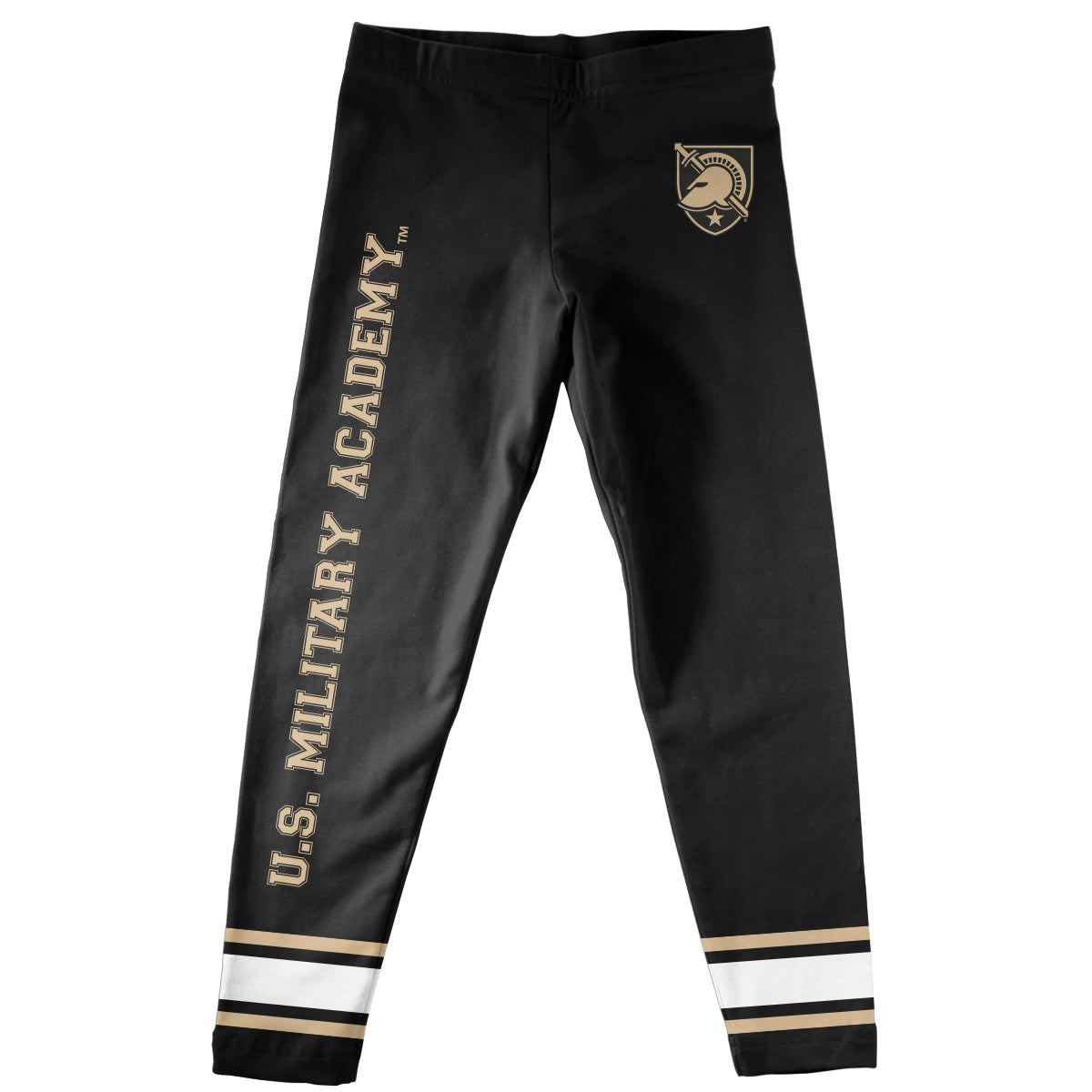 Army White Waist White Stripe Girls Black Legging — Vive La Fête