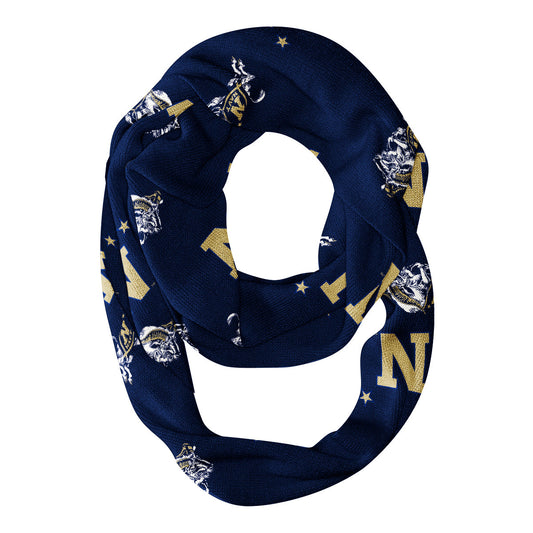 United States Naval Academy All Over Logo Navy Blue Infinity Scarf - Vive La FÃªte - Online Apparel Store
