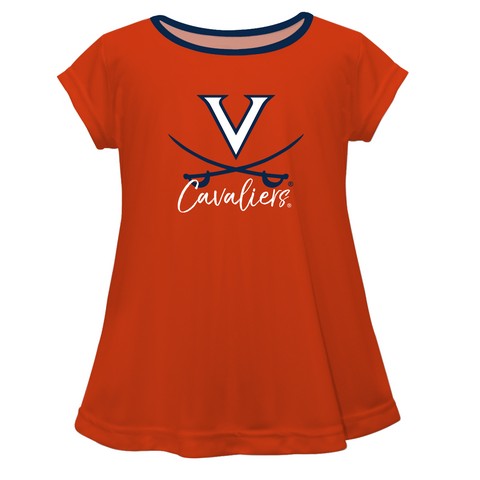 Virginia Cavaliers Solid Orange Girls Laurie Top Short Sleeve by Vive La Fete