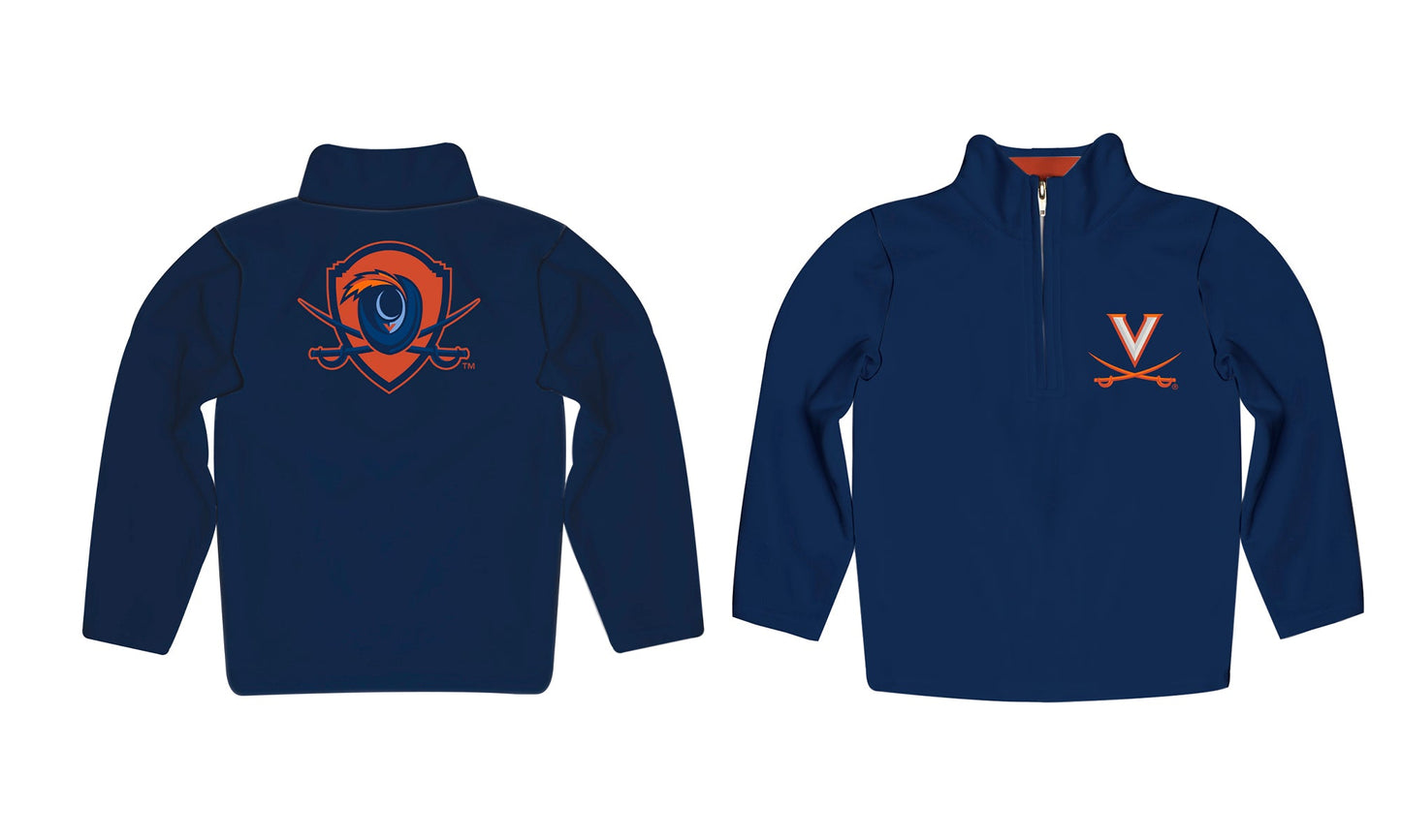 Virginia Cavaliers UVA  Game Day Navy Quarter Zip Pullover Solid on for Infants Toddlers by Vive La Fete