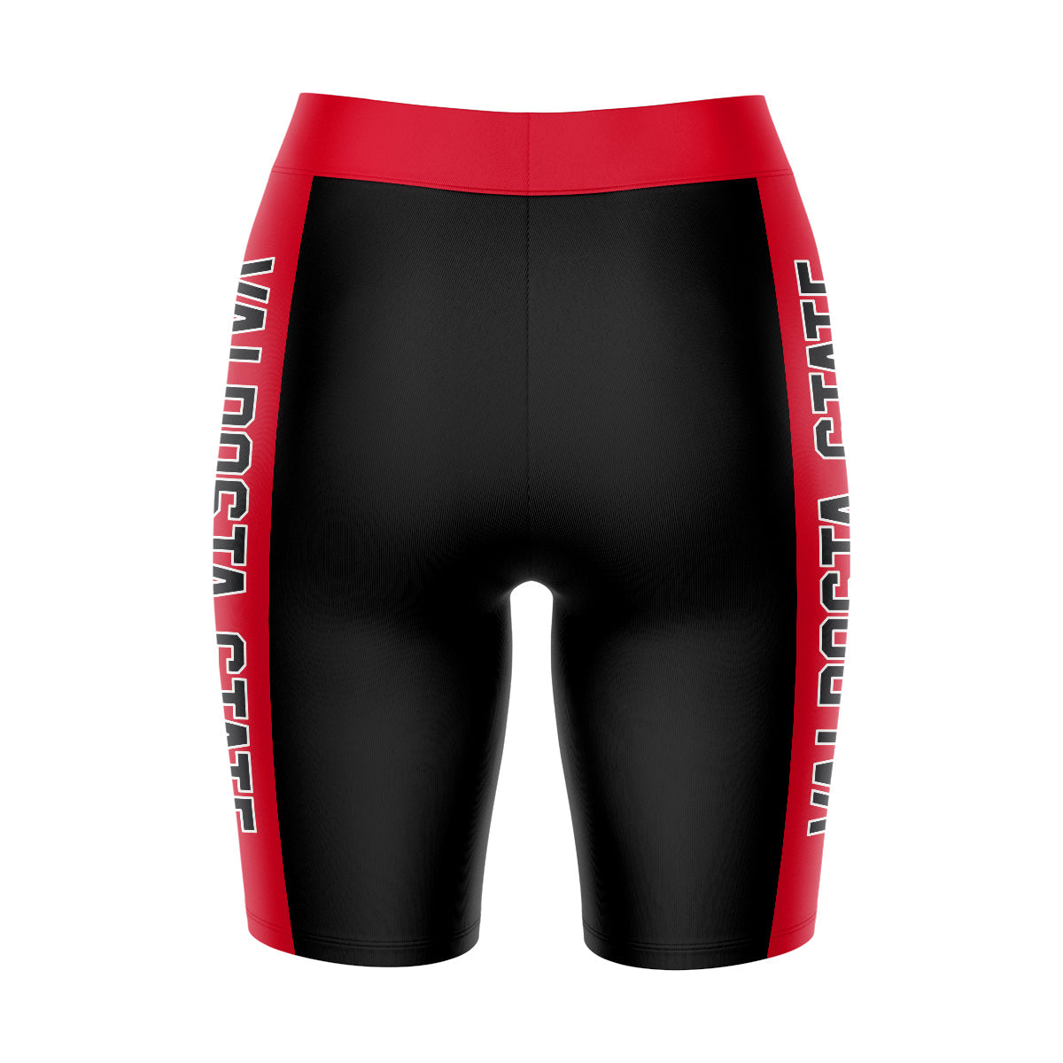Valdosta State Blazers Vive La Fete Game Day Logo on Waistband and Red Stripes Black Women Bike Short 9 Inseam"