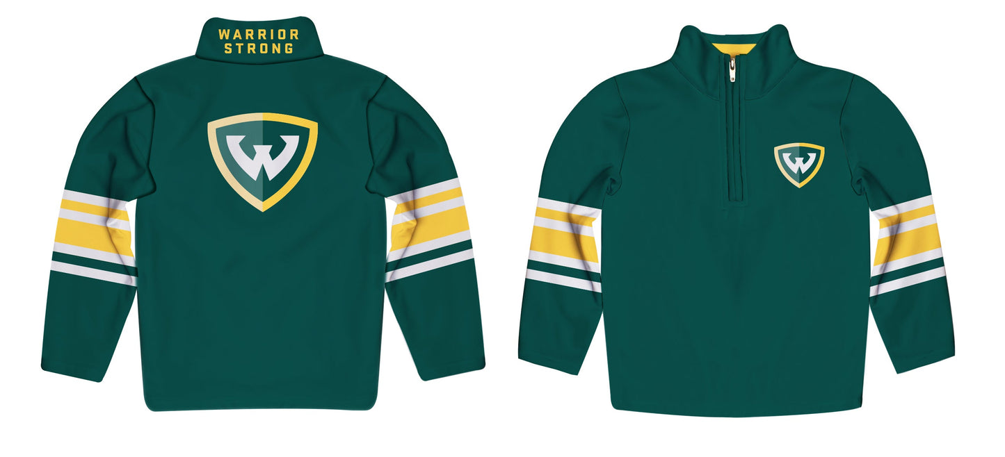 Wayne State University Warriors Game Day Green Quarter Zip Pullover for Infants Toddlers by Vive La Fete