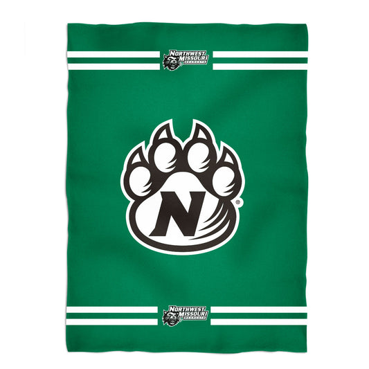 Northwest Missouri State University Bearcats Game Day Soft Premium Fleece Green Throw Blanket 40 x 58 Logo and Stripes