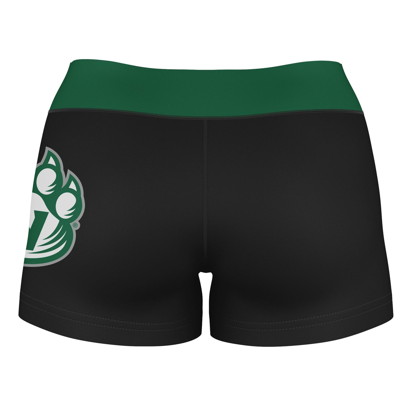 Northwest Missouri Bearcats Vive La Fete Logo on Thigh & Waistband Black & Green Women Booty Workout Shorts 3.75 Inseam" - Vive La F̻te - Online Apparel Store