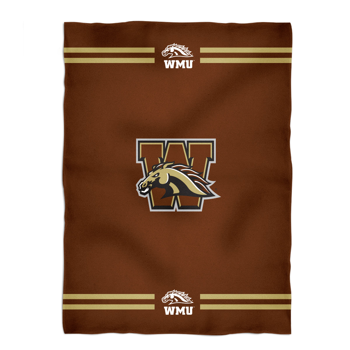 Western Michigan Broncos Game Day Soft Premium Fleece Brown Throw Blanket 40 x 58 Logo and Stripes