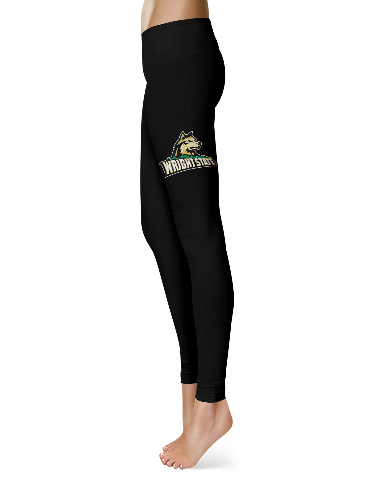 Wright State Raiders  Vive La Fete Game Day Collegiate Large Logo on Thigh Women Black Yoga Leggings 2.5 Waist Tights