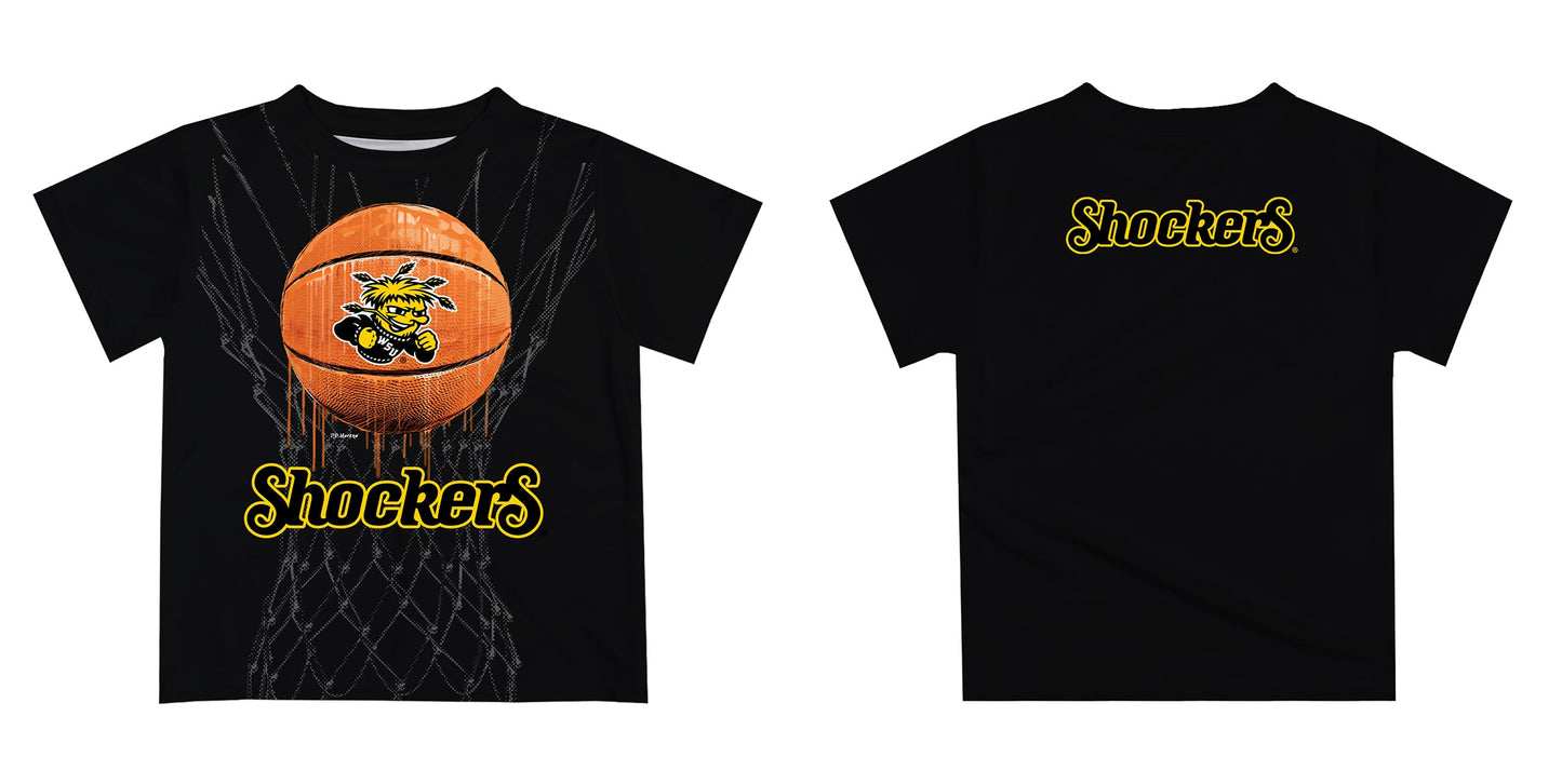 Wichita State University Original Dripping Basketball Black T-Shirt by Vive La Fete