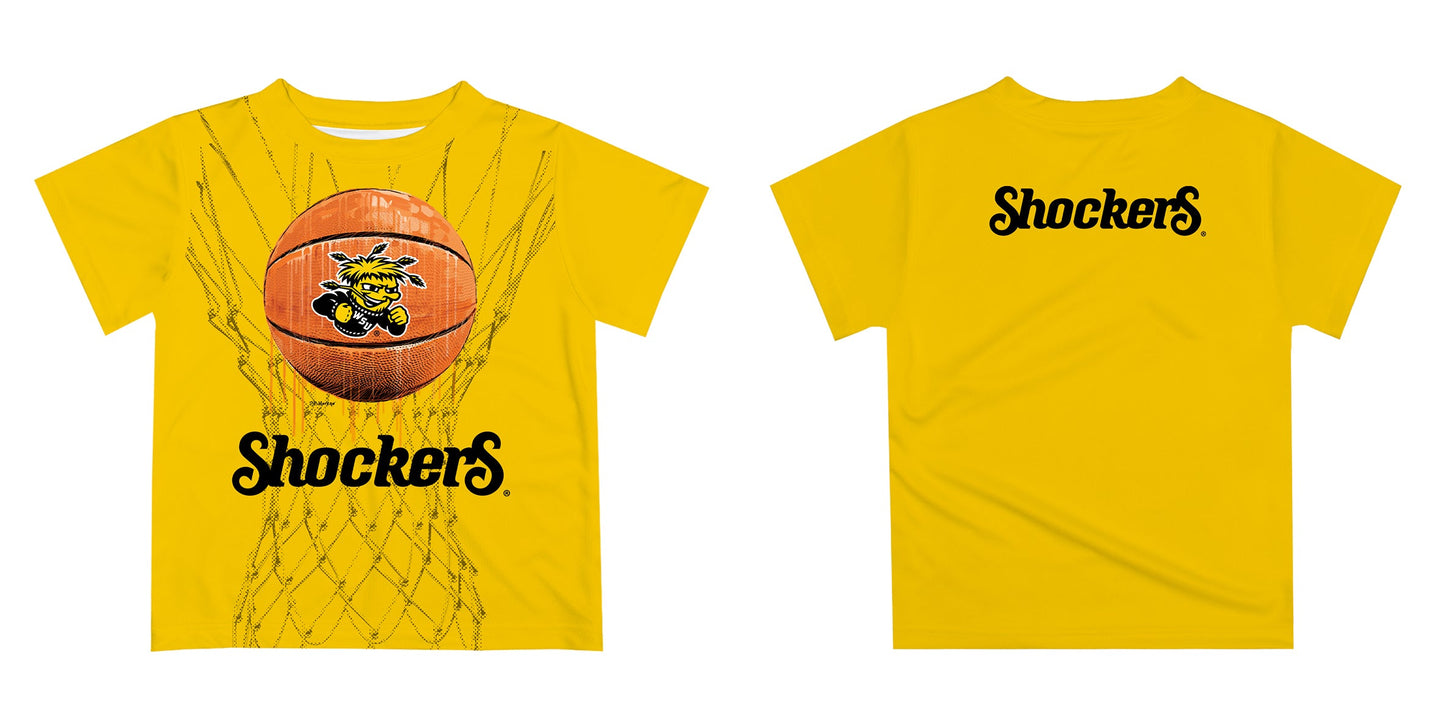 Wichita State University Original Dripping Basketball Gold T-Shirt by Vive La Fete