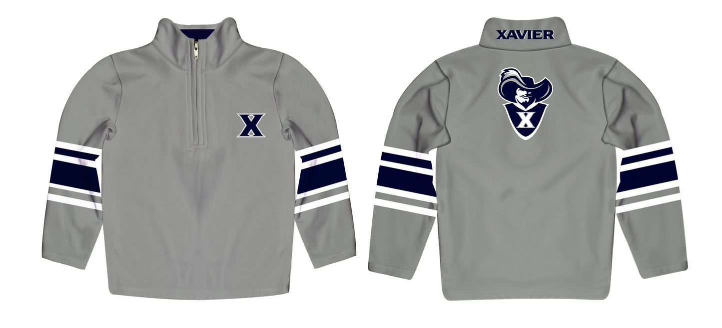 Xavier Musketeers Game Day Gray Quarter Zip Pullover for Infants Toddlers by Vive La Fete
