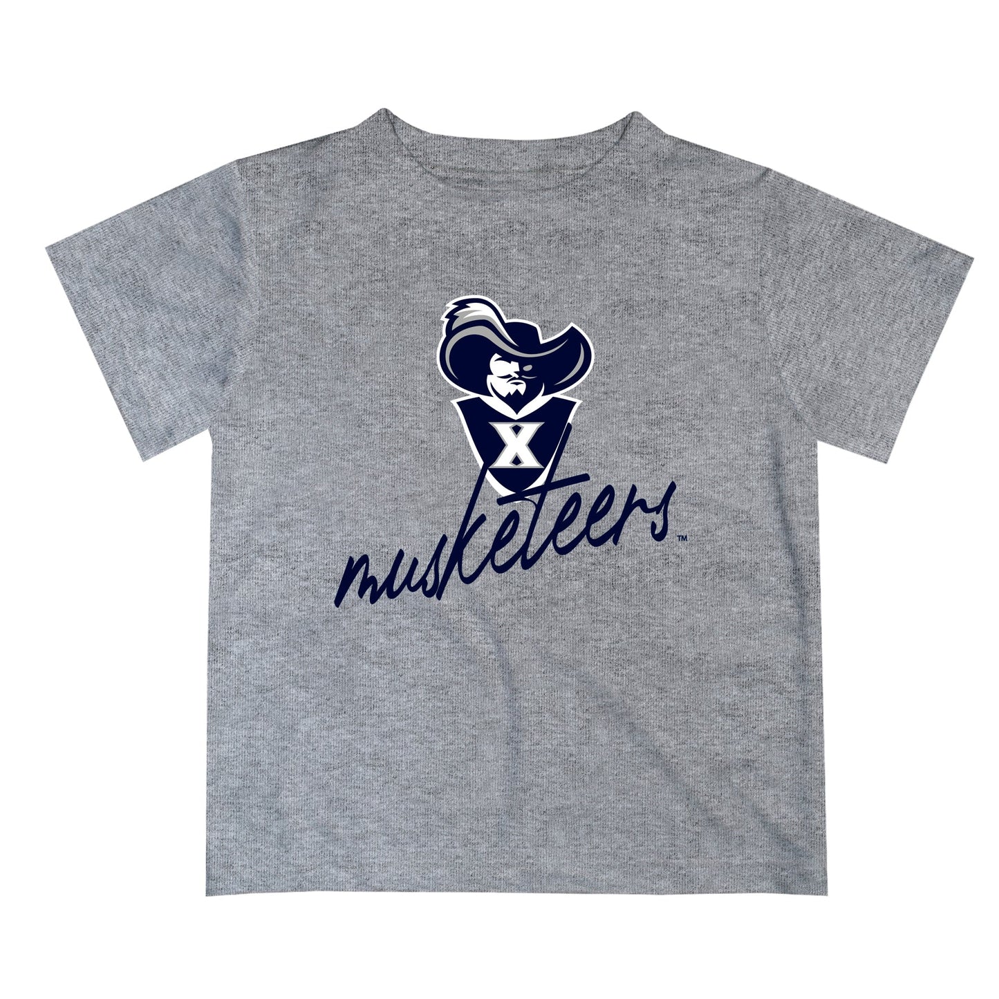 Xavier University Musketeers Vive La Fete Script V1 Heather Gray Short Sleeve Tee Shirt