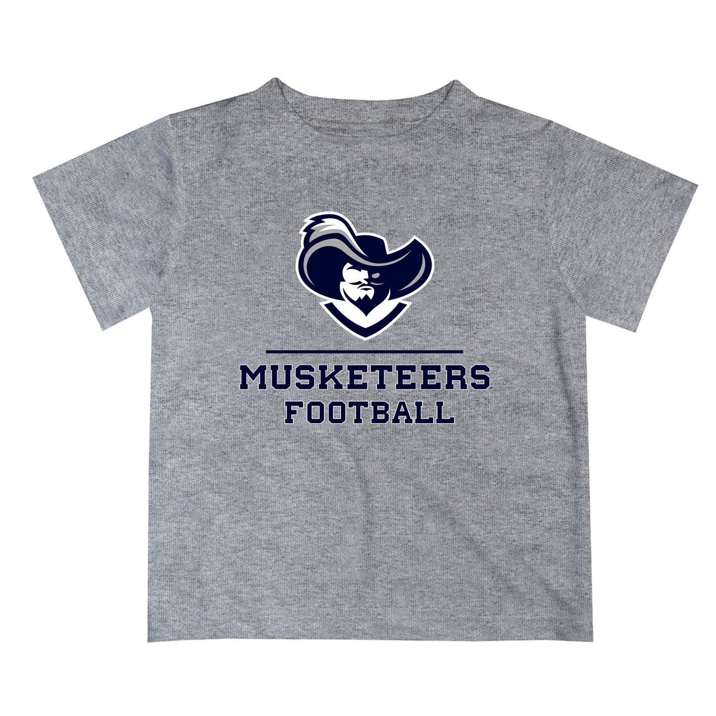 Xavier University Musketeers Vive La Fete Football V1 Heather Gray Short Sleeve Tee Shirt