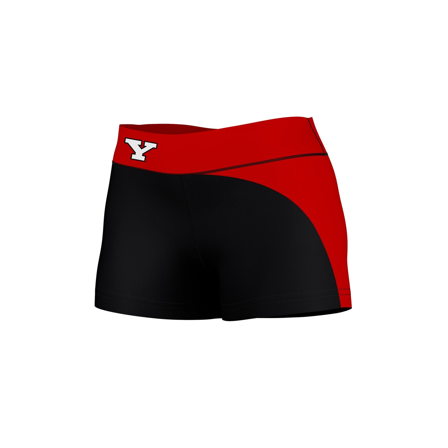 Youngstown State Penguins Vive La Fete Collegiate Waist Color Block Women Black Red Optimum Yoga Short - Vive La F̻te - Online Apparel Store