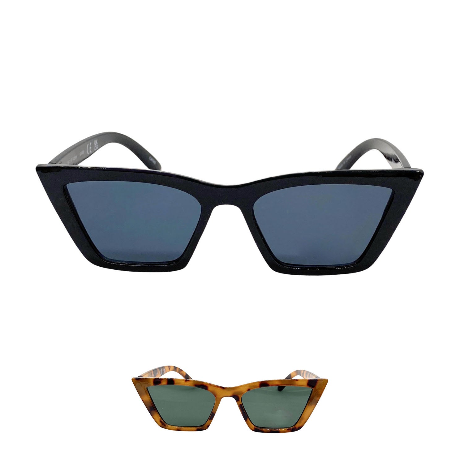 Square Retro Cat Eye Sunglasses - Black