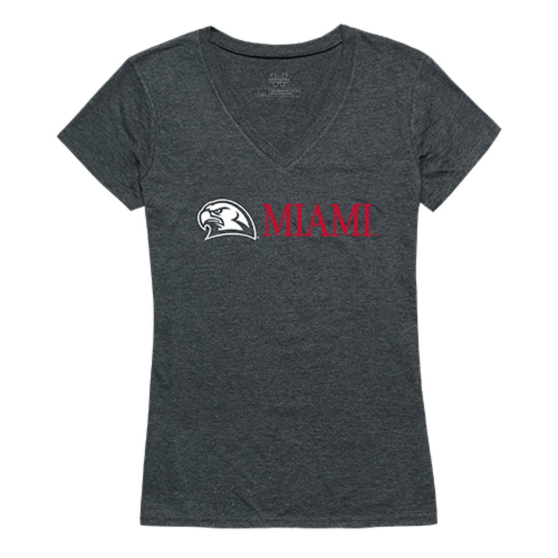 Miami University RedHawks Womens Institutional Tee T Shirt Heather Charcoal