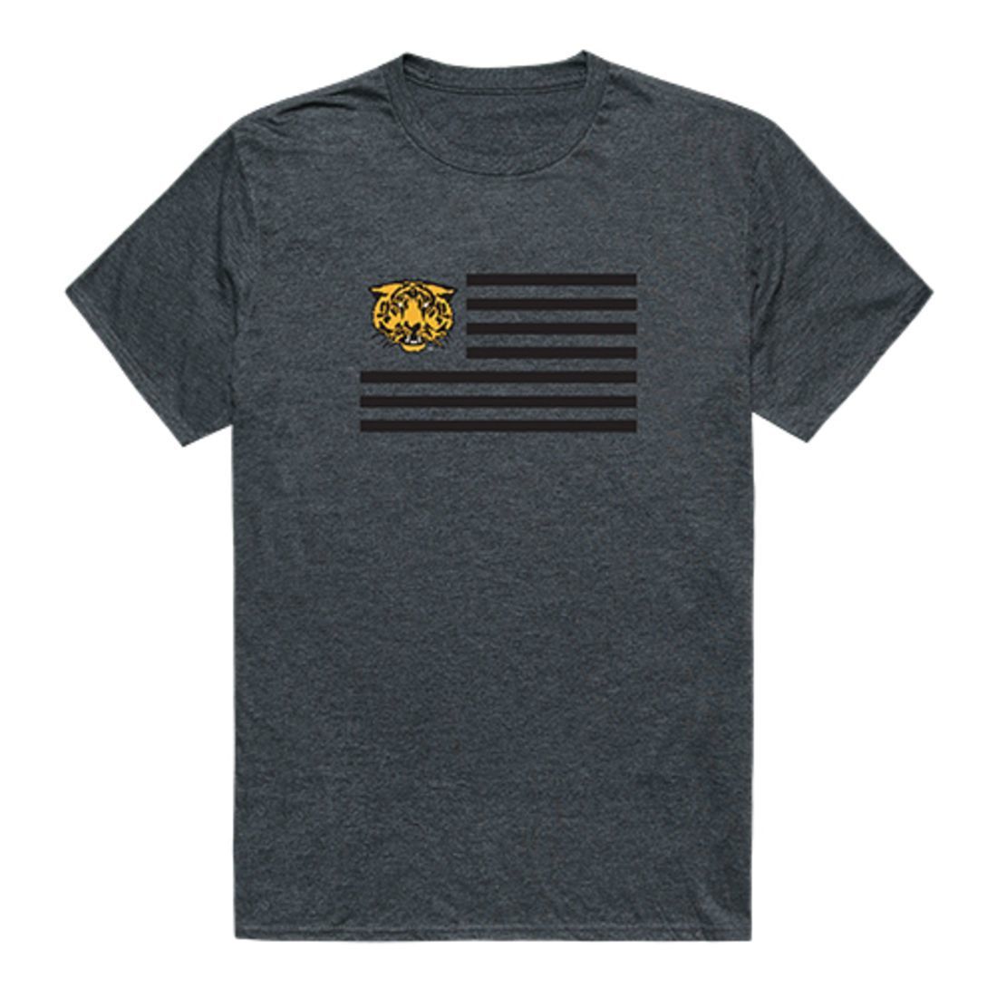 HSC Hampden-Sydney College Tigers USA Flag Tee T-Shirt Heather Charcoal-Campus-Wardrobe