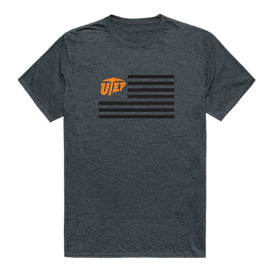UTEP University of Texas at El Paso Miners USA Flag Tee T-Shirt Heather Charcoal-Campus-Wardrobe