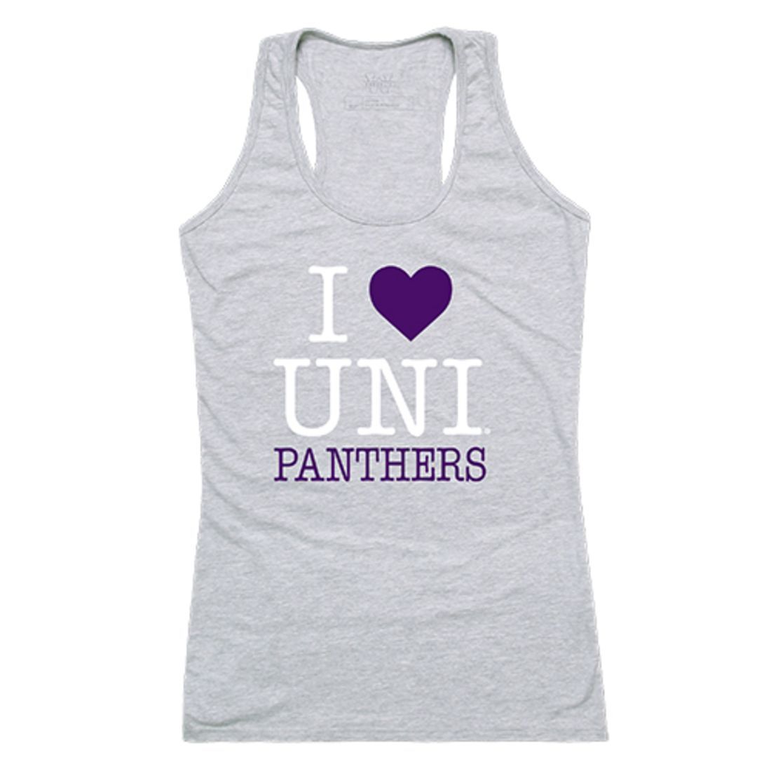 UNI University of Northern Iowa Panthers Womens Love Tank Top Tee T-Shirt Heather Grey-Campus-Wardrobe