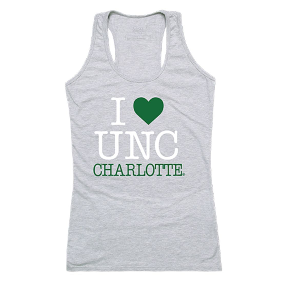 W Republic UNC University of North Carolina at Charlotte 49ers Womens Love Tank Top Tee T-Shirt Heather Grey, Medium