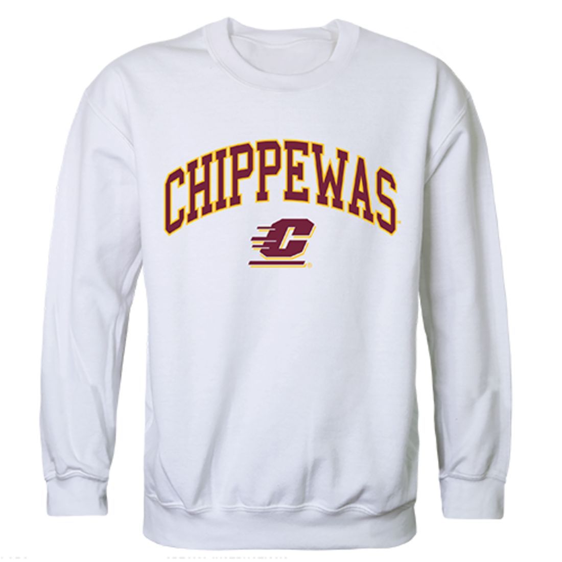 CMU Central Michigan University Campus Crewneck Pullover Sweatshirt Sweater White-Campus-Wardrobe