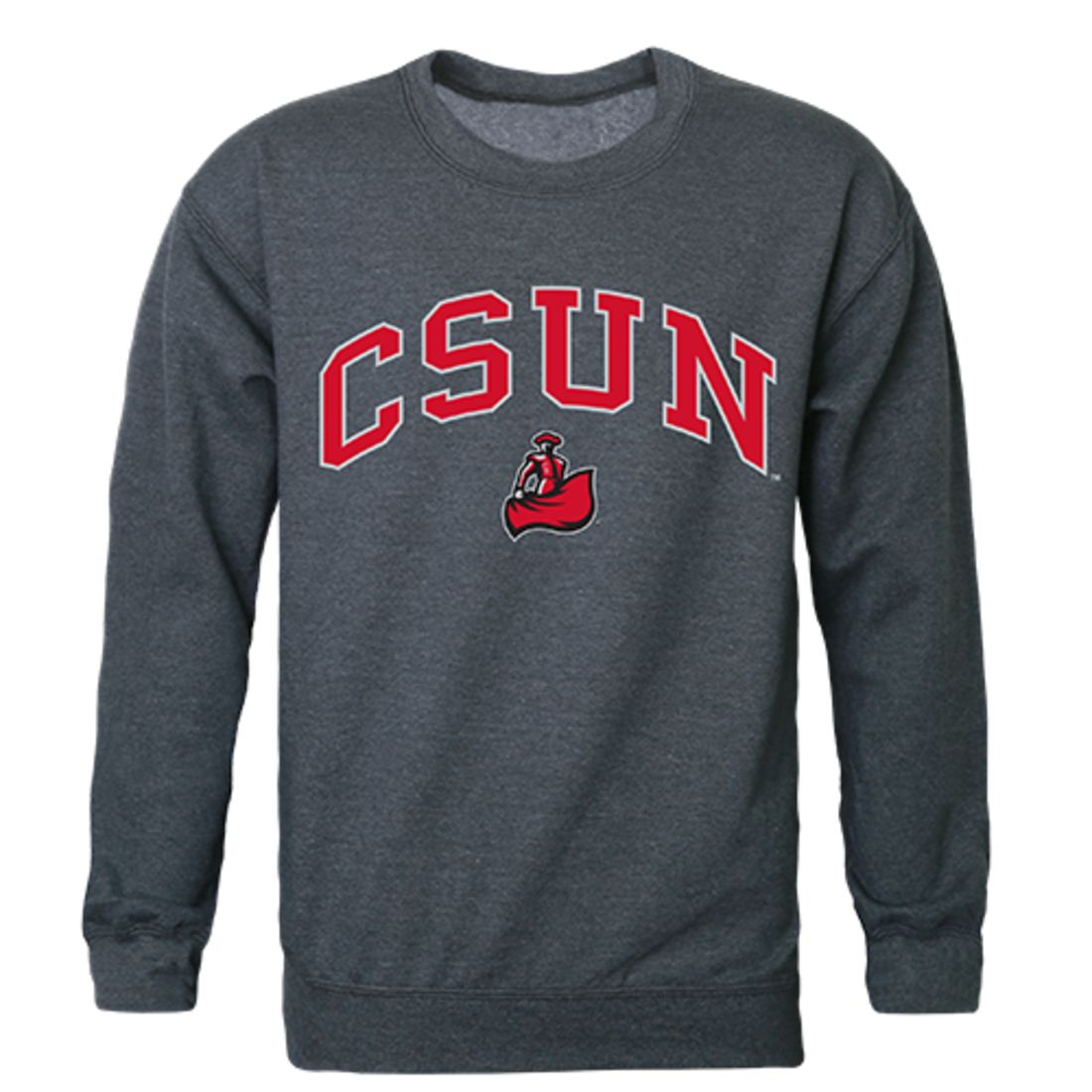 CSUN California State University Northridge Campus Crewneck Pullover Sweatshirt Sweater Heather Charcoal-Campus-Wardrobe