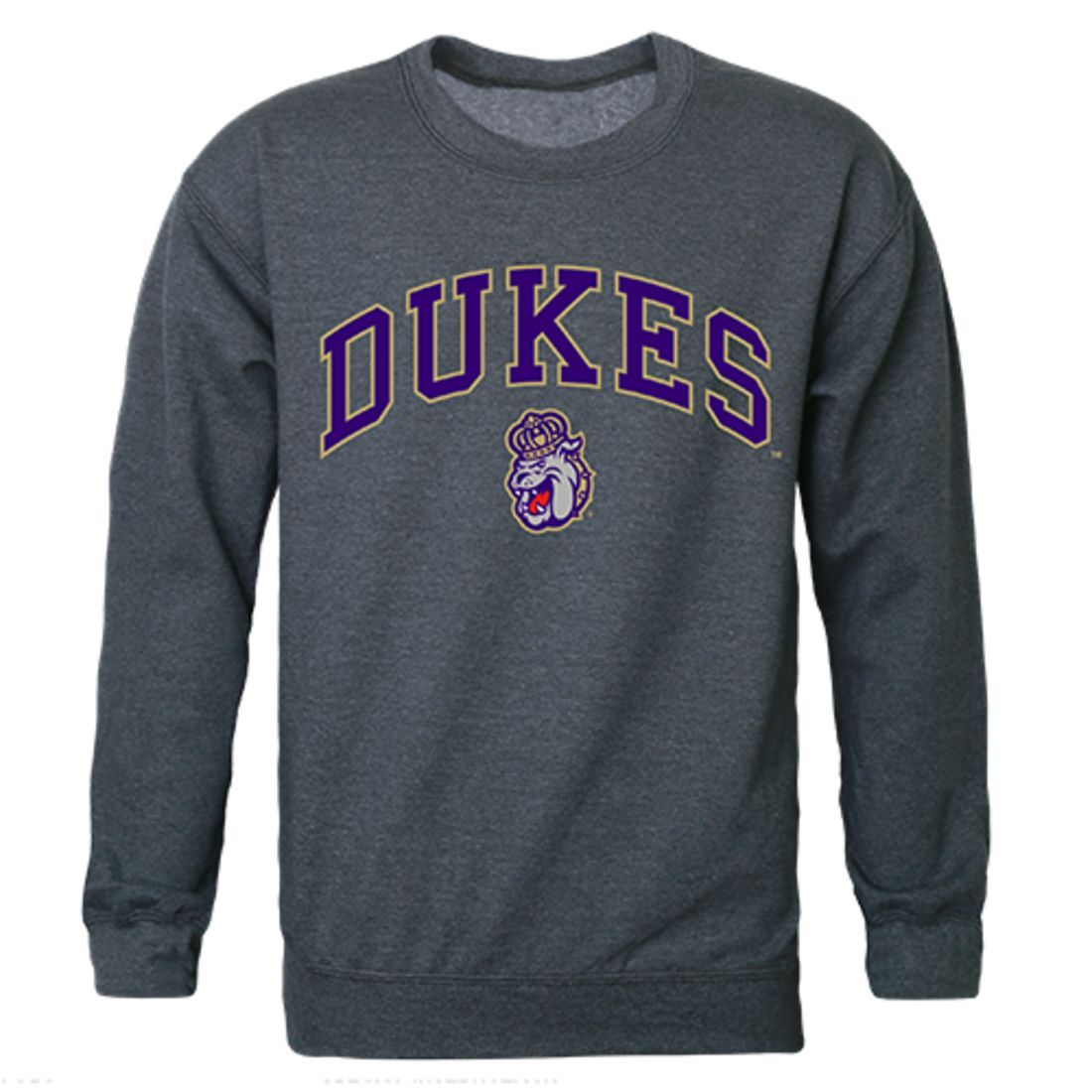 JMU James Madison University Campus Crewneck Pullover Sweatshirt Sweater Heather Charcoal-Campus-Wardrobe