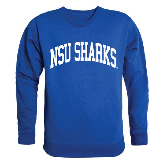 NSU Nova Southeastern University Sharks Arch Crewneck Pullover Sweatshirt Sweater Royal-Campus-Wardrobe