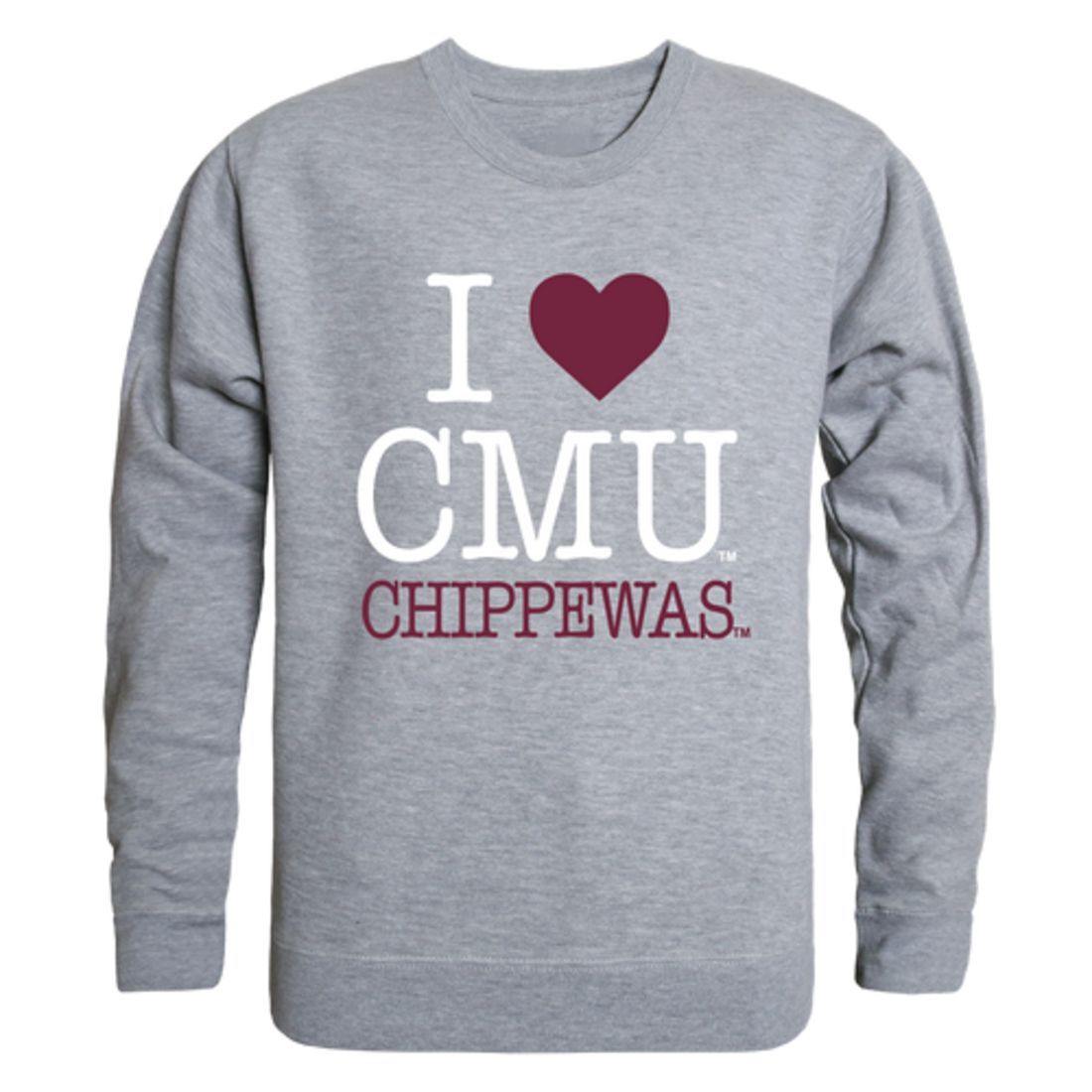 I Love CMU Central Michigan University Chippewas Crewneck Pullover Sweatshirt Sweater-Campus-Wardrobe