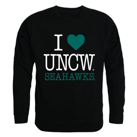 I Love UNCW University of North Carolina Wilmington Seahawks Crewneck Pullover Sweatshirt Sweater-Campus-Wardrobe
