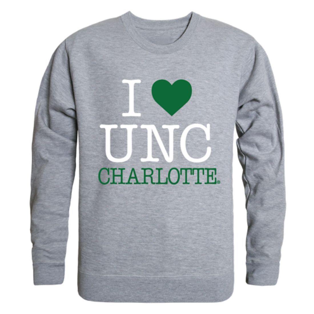 I Love UNC University of North Carolina at Charlotte 49ers Crewneck Pullover Sweatshirt Sweater-Campus-Wardrobe
