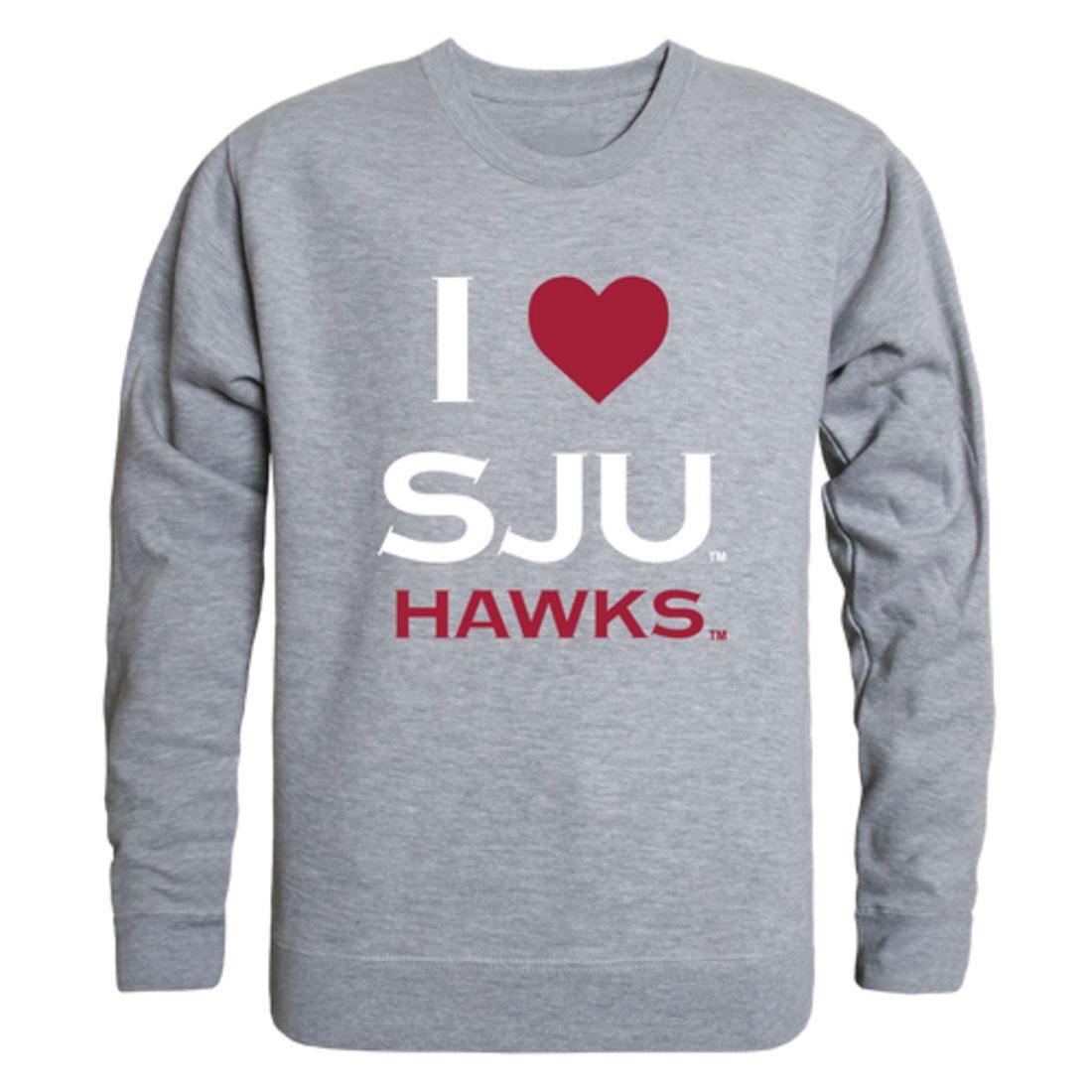 I Love Saint Joseph's University Hawks Crewneck Pullover Sweatshirt Sweater-Campus-Wardrobe
