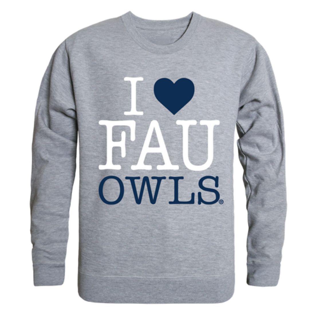I Love FAU Florida Atlantic University Owls Crewneck Pullover Sweatshirt Sweater-Campus-Wardrobe