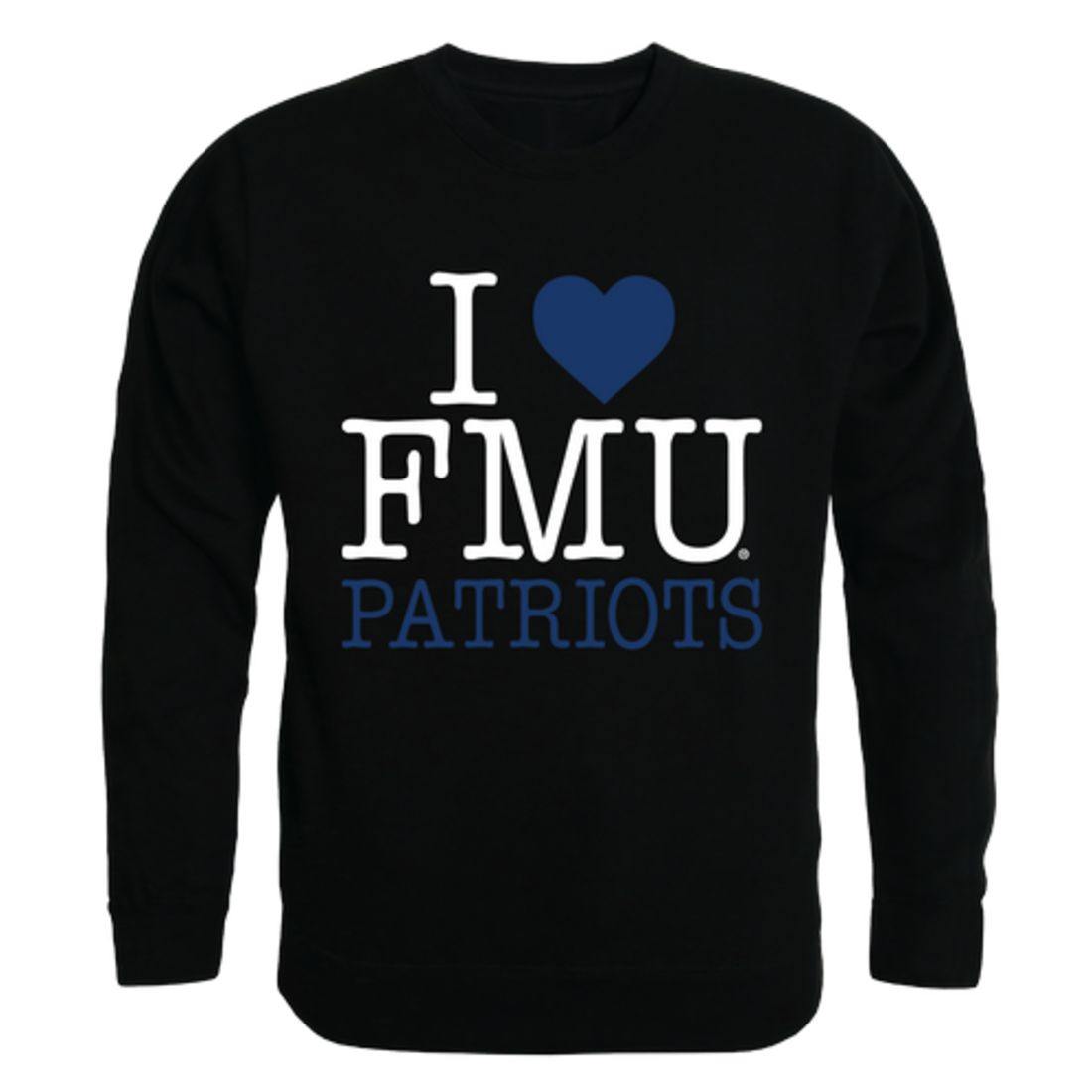I Love FMU Francis Marion University Patriots Crewneck Pullover Sweatshirt Sweater-Campus-Wardrobe