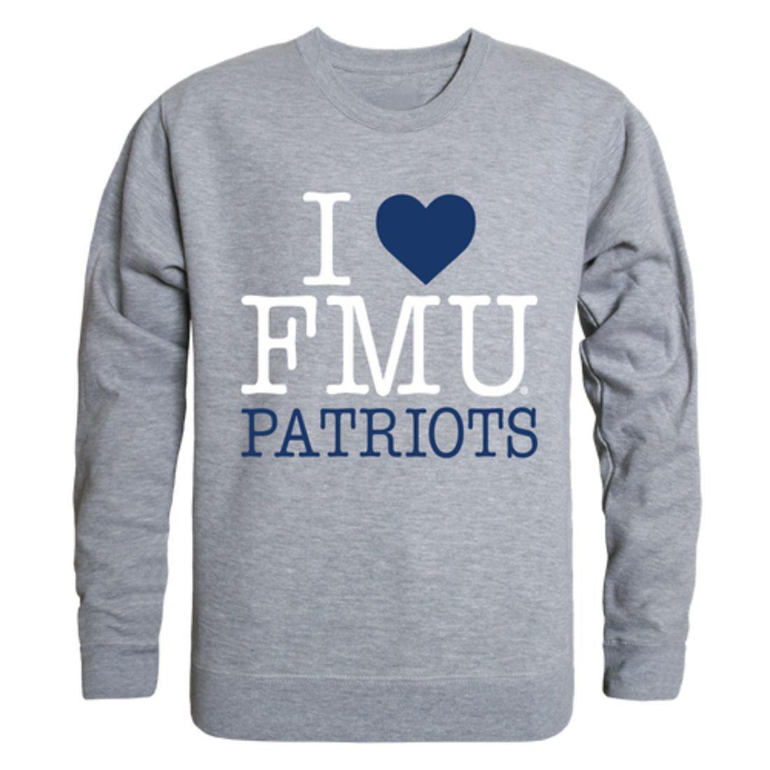 I Love FMU Francis Marion University Patriots Crewneck Pullover Sweatshirt Sweater-Campus-Wardrobe