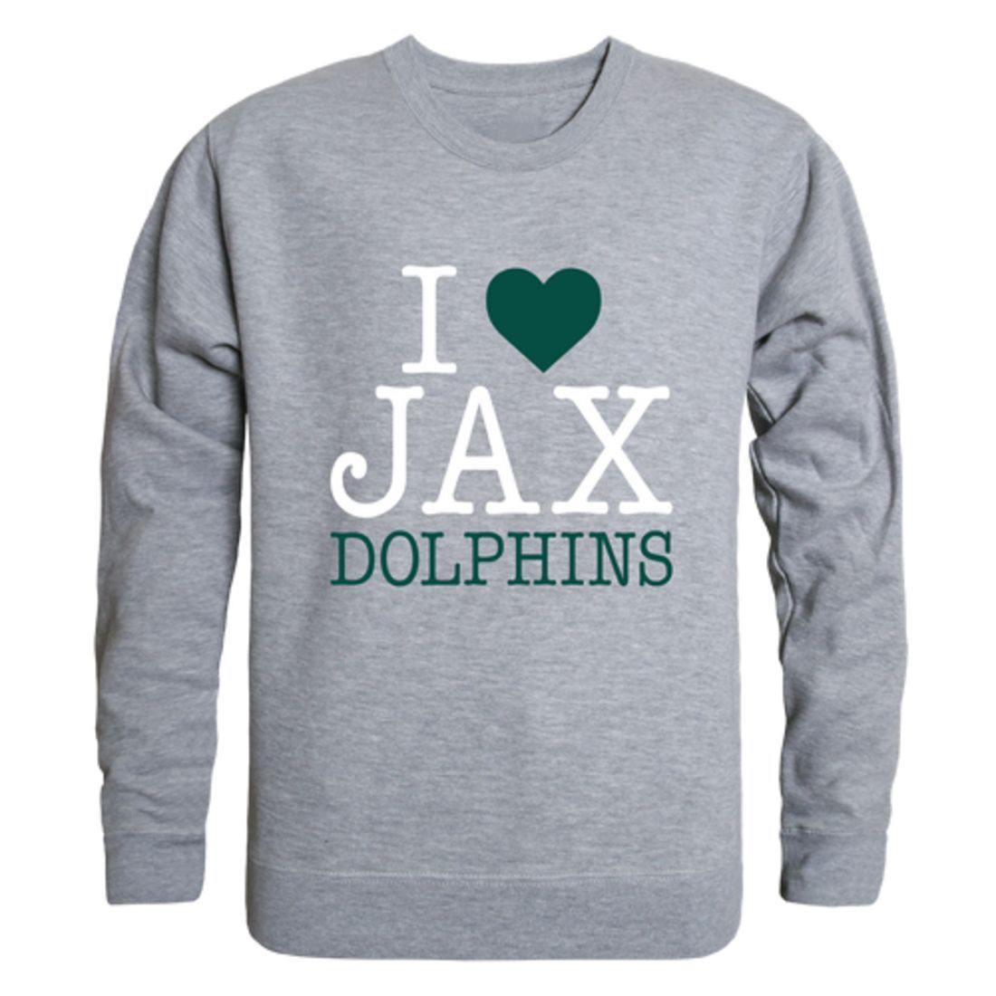 I Love JU Jacksonville University Dolphin Crewneck Pullover Sweatshirt Sweater-Campus-Wardrobe