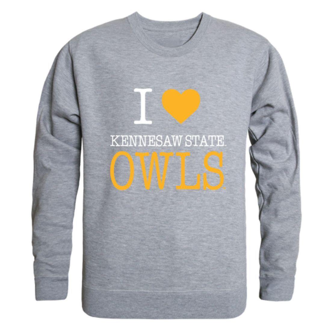 I Love KSU Kennesaw State University Owls Crewneck Pullover Sweatshirt Sweater-Campus-Wardrobe