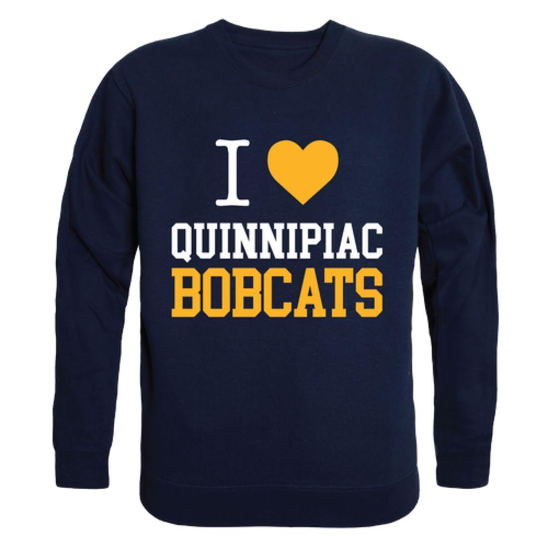 I Love QU Quinnipiac University Bobcats Crewneck Pullover Sweatshirt Sweater-Campus-Wardrobe