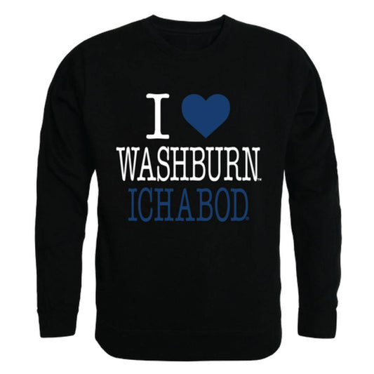 I Love Washburn University Ichabods Crewneck Pullover Sweatshirt Sweater-Campus-Wardrobe