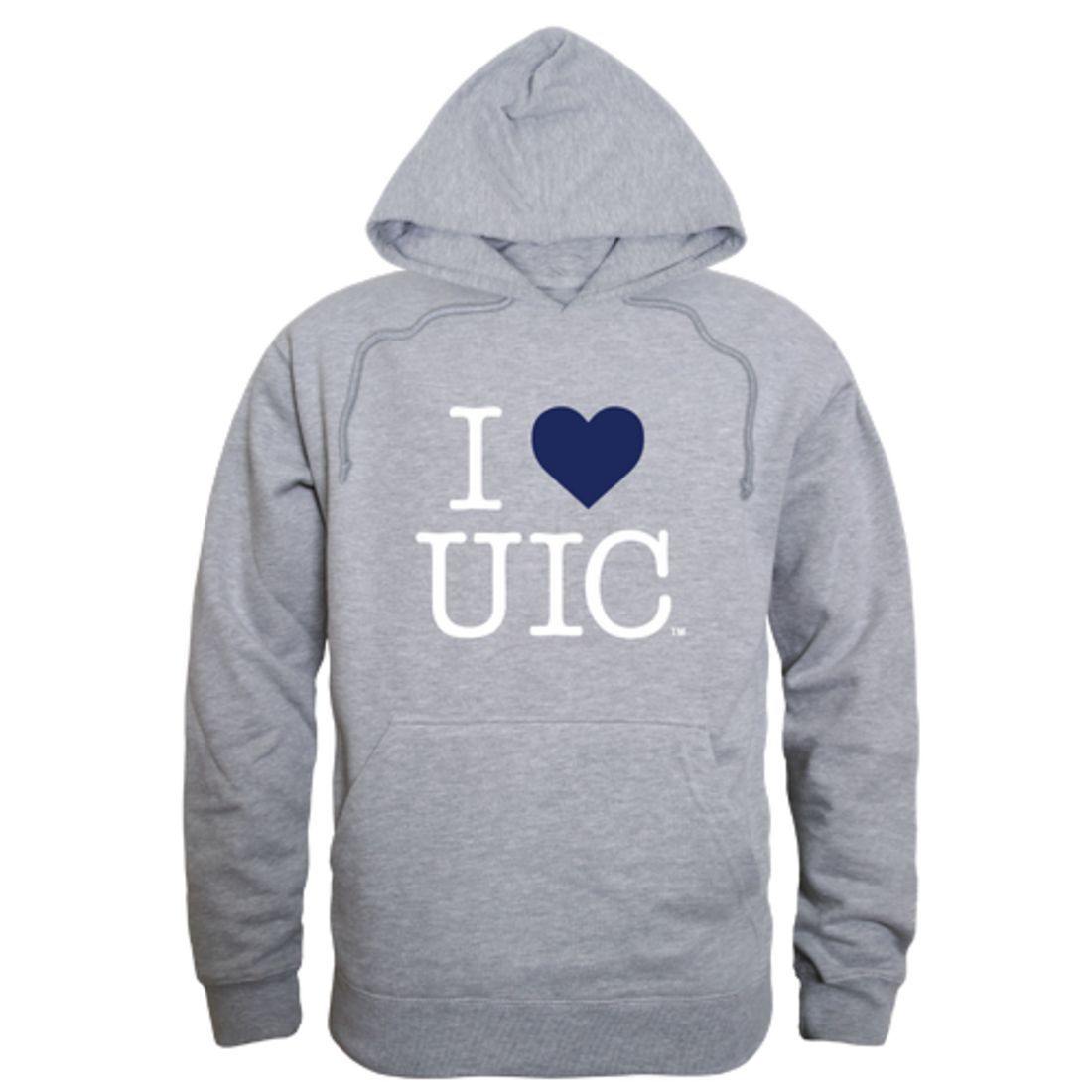 I Love UIC University of Illinois at Chicago Flames Hoodie Sweatshirt-Campus-Wardrobe