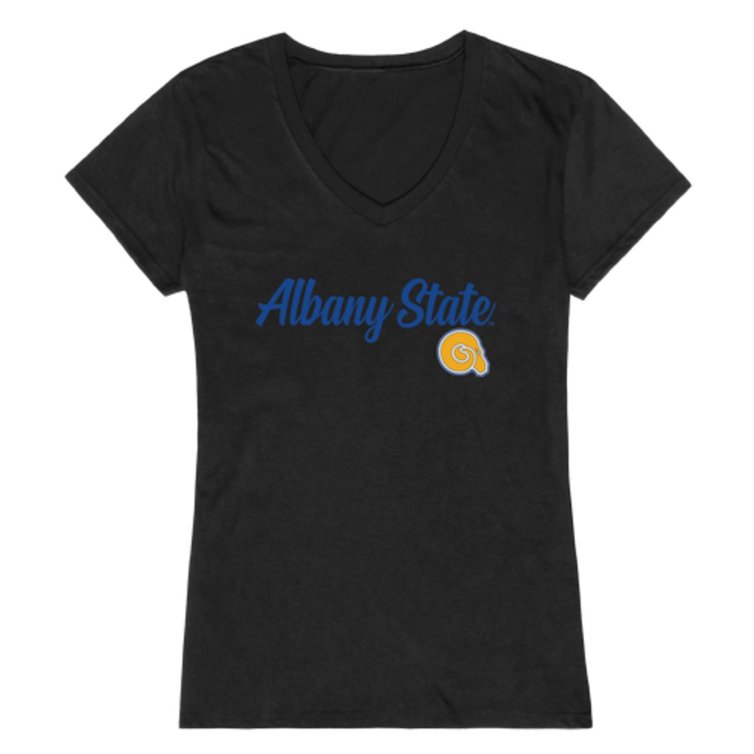 W Republic ASU Albany State Universityen Rams Womens Script Tee T-Shirt, Black / Large