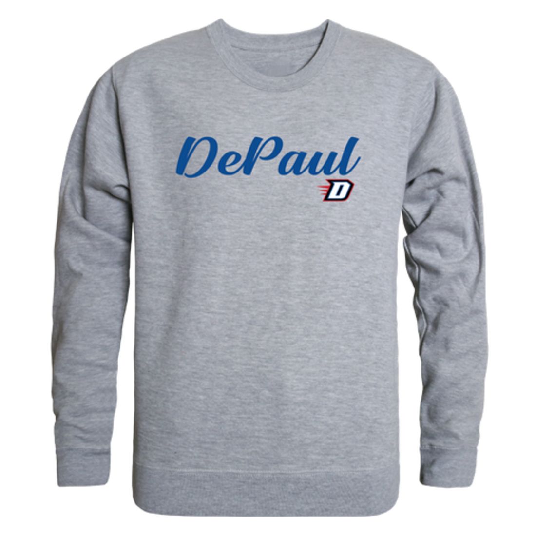 DePaul University Blue Demons Script Crewneck Pullover Sweatshirt Sweater Black-Campus-Wardrobe