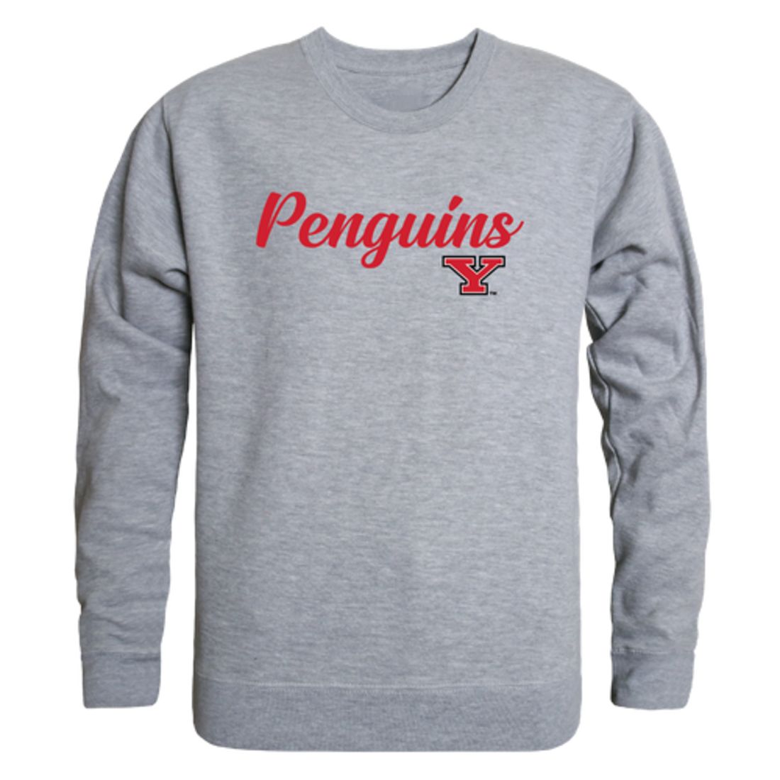 YSU Youngstown State University Penguins Script Crewneck Pullover Sweatshirt Sweater Black-Campus-Wardrobe